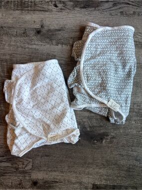 KeaBabies Soothe Swaddle Wrap 0-3M White Grey Set Bundle of 2